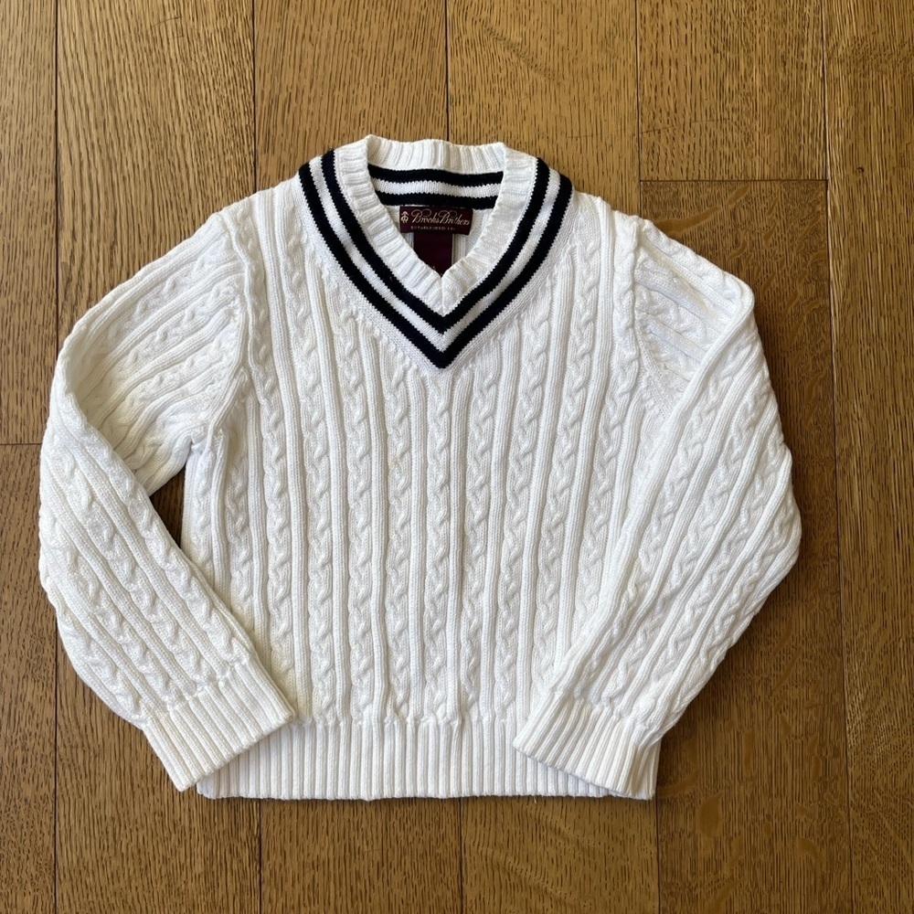 Brooks Brothers Cable Tennis Sweater 100% Cotton - Picture 2 of 4